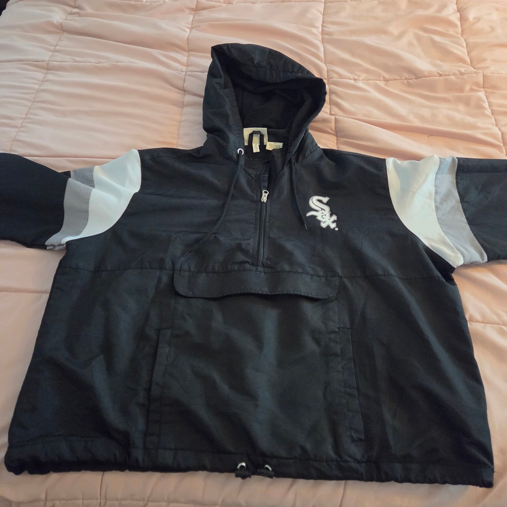 Fanatics Chicago White Sox Half Zip Windbreaker Jacket Mens 2X Black Anorak